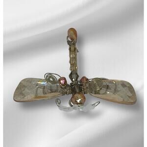 Crystal Bead Gold Tone Butterfly Brooch Pin Elegant Style Fashion Insect Vintage